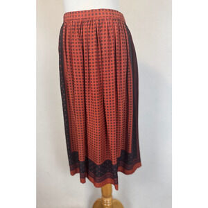 Vtg Anne Crimmins for Umi Collections Silk Midi Skirt Size 12 (sz SM) Rust Navy
